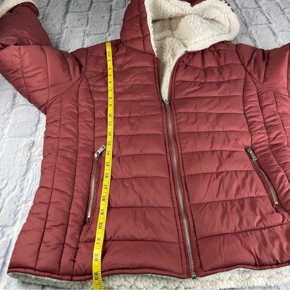 Love tree Sherpa lined puffer jacket size large, dusty rose color, hooded jacket - Picture 6 of 9